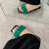 Solid Pleated Satin Open Toe Shallow Mules